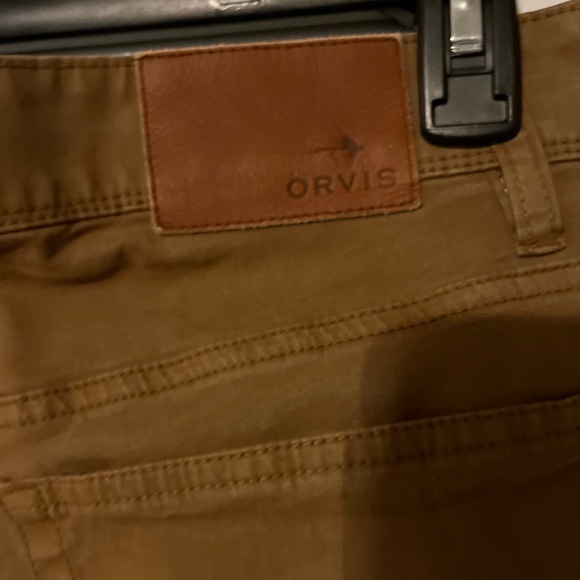 Orvis Pants Mens 38x30 Khaki brown 5 Pocket Straight Leg Stretch Twill - Picture 2 of 6